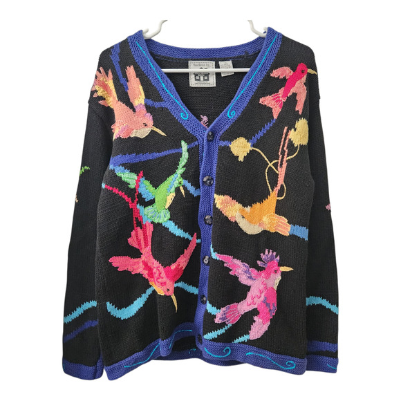 Storybook Knits Sweaters - Storybook Knits Vintage Knit Birds‎ Sweater Cardigan M Cozycore Retro 90s Cute